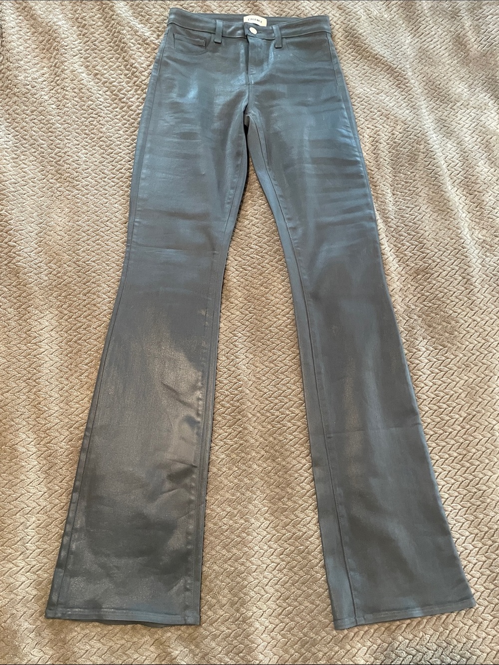 L'AGENCE Selma coated Flare Jeans in Dark Shadow